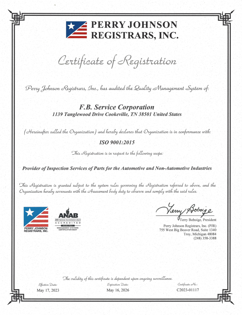 Certificate of Registration - Perry Johnson Registrars